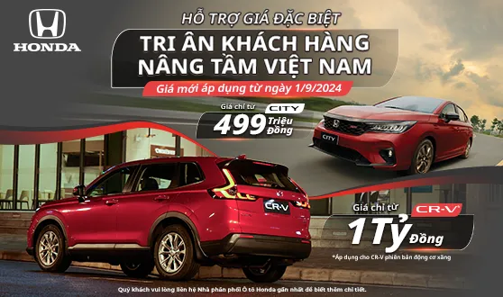 Cập nhật giá bán lẻ đề xuất mới cho Honda City, Honda CR-V và Chương trình khuyến mãi tháng 9/2024