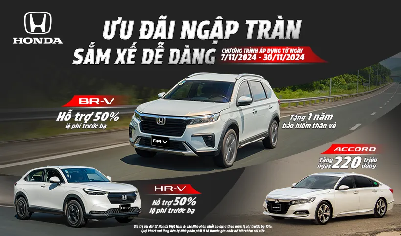 Khuyến mãi mua ô tô Honda tháng 11/2024: Ưu đãi ngập tràn - Sắm xế dễ dàng